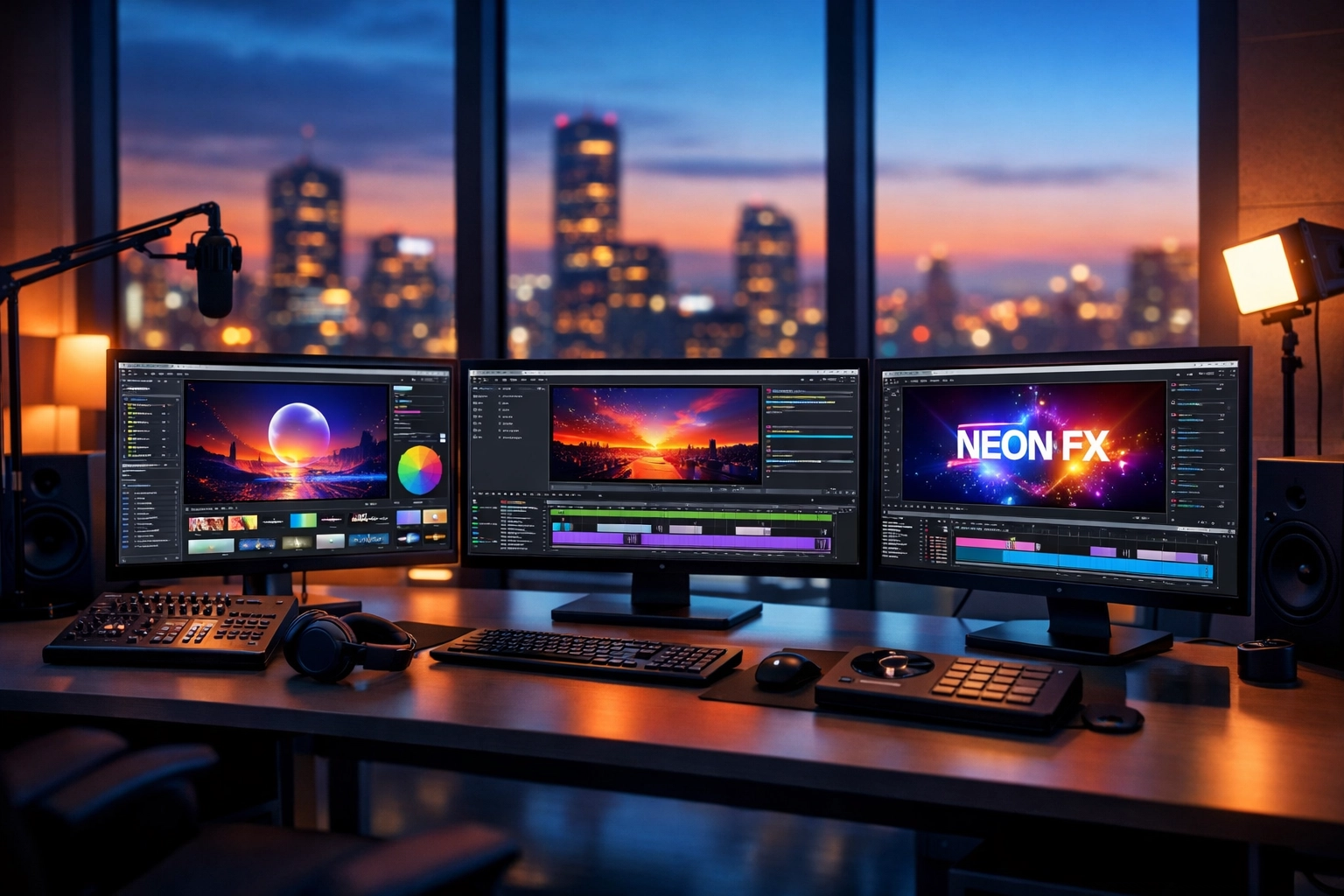 Modern media production suite showing high-efficiency digital asset creation at Dakdan Worldwide.