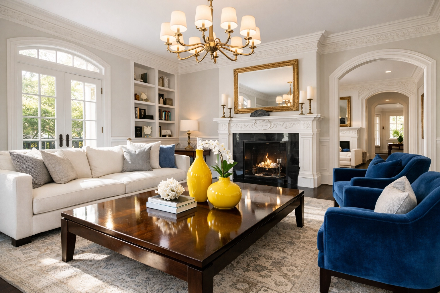 A spotless Fitchburg living room after a professional eco-friendly home cleaning service.