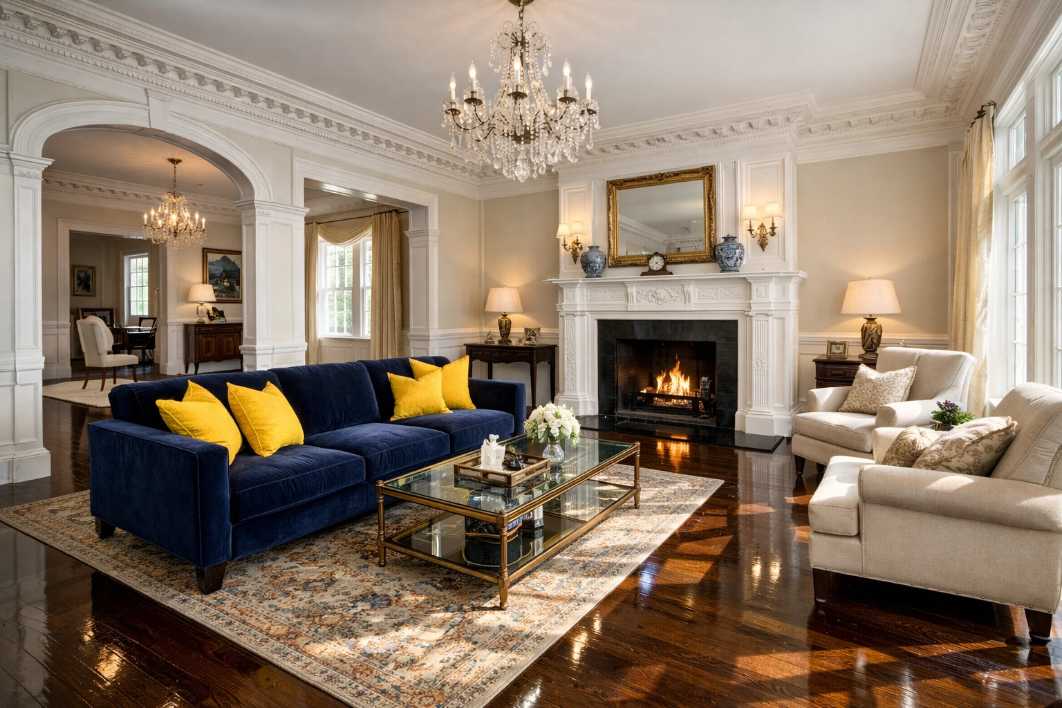 A spotless living room in Massachusetts cleaned by Professional Cleaners in Longmeadow.