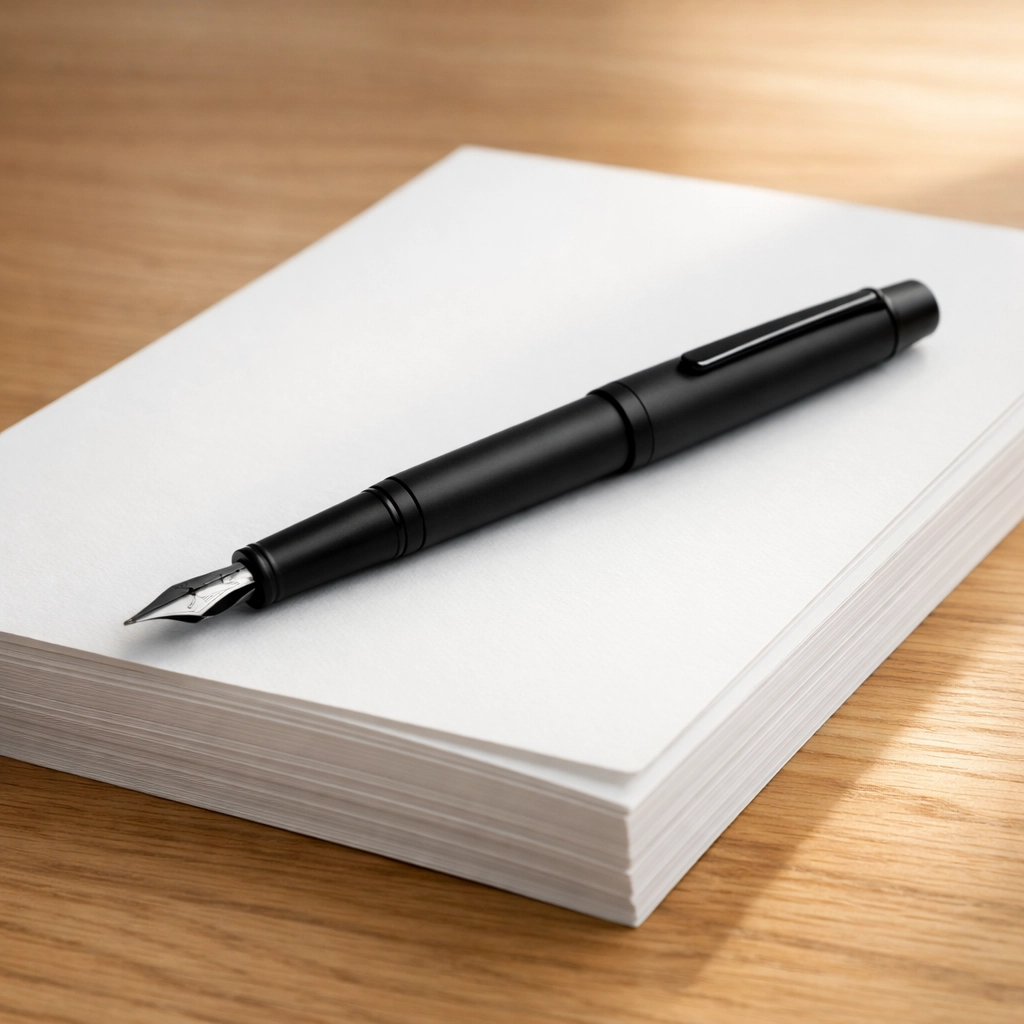 Fountain pen on paper symbolizing high-value content strategy by a digital marketing agency in Tampa.