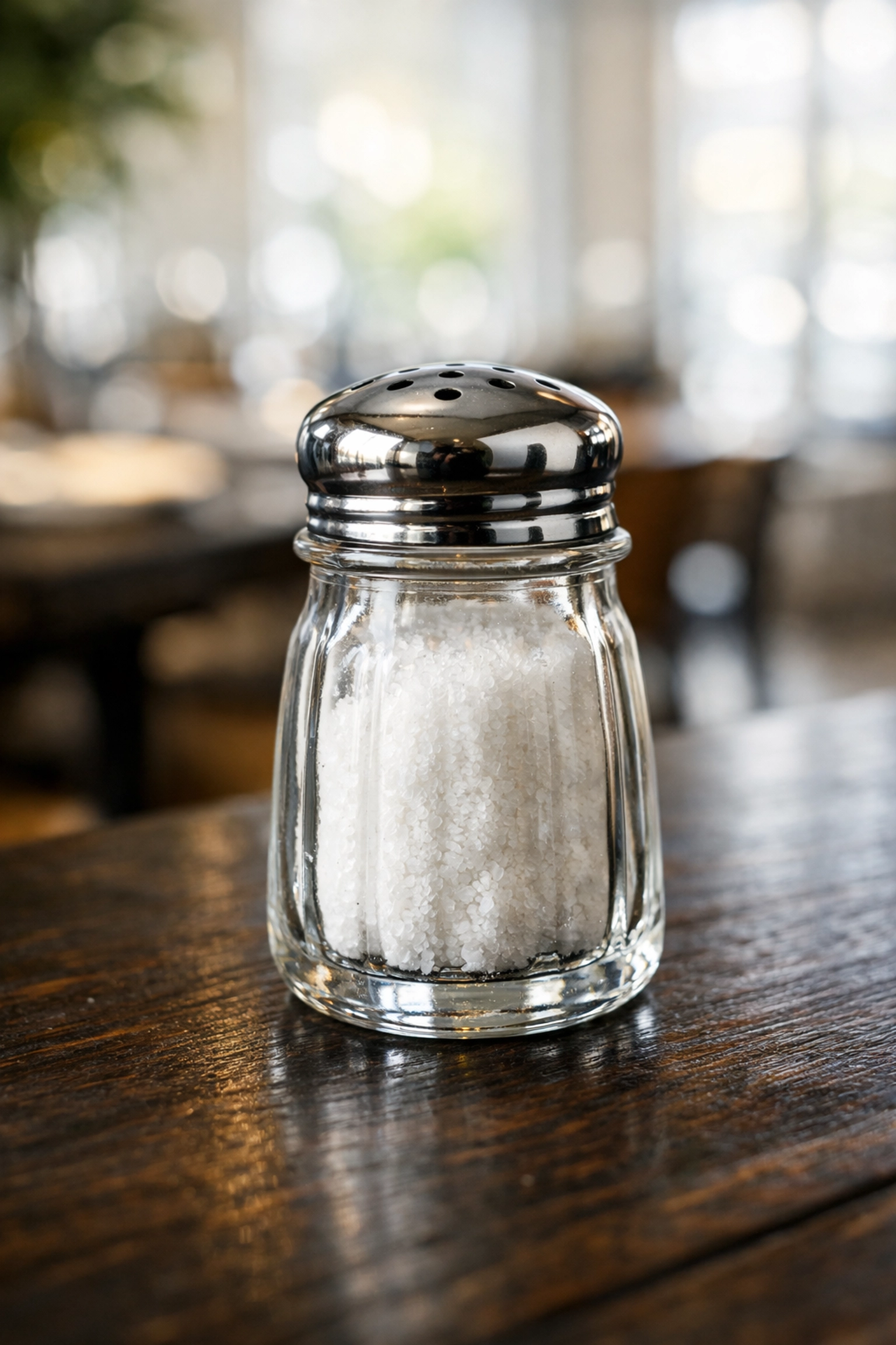 A glass salt shaker on a restaurant table illustrating small details that affect operational efficiency and growth.