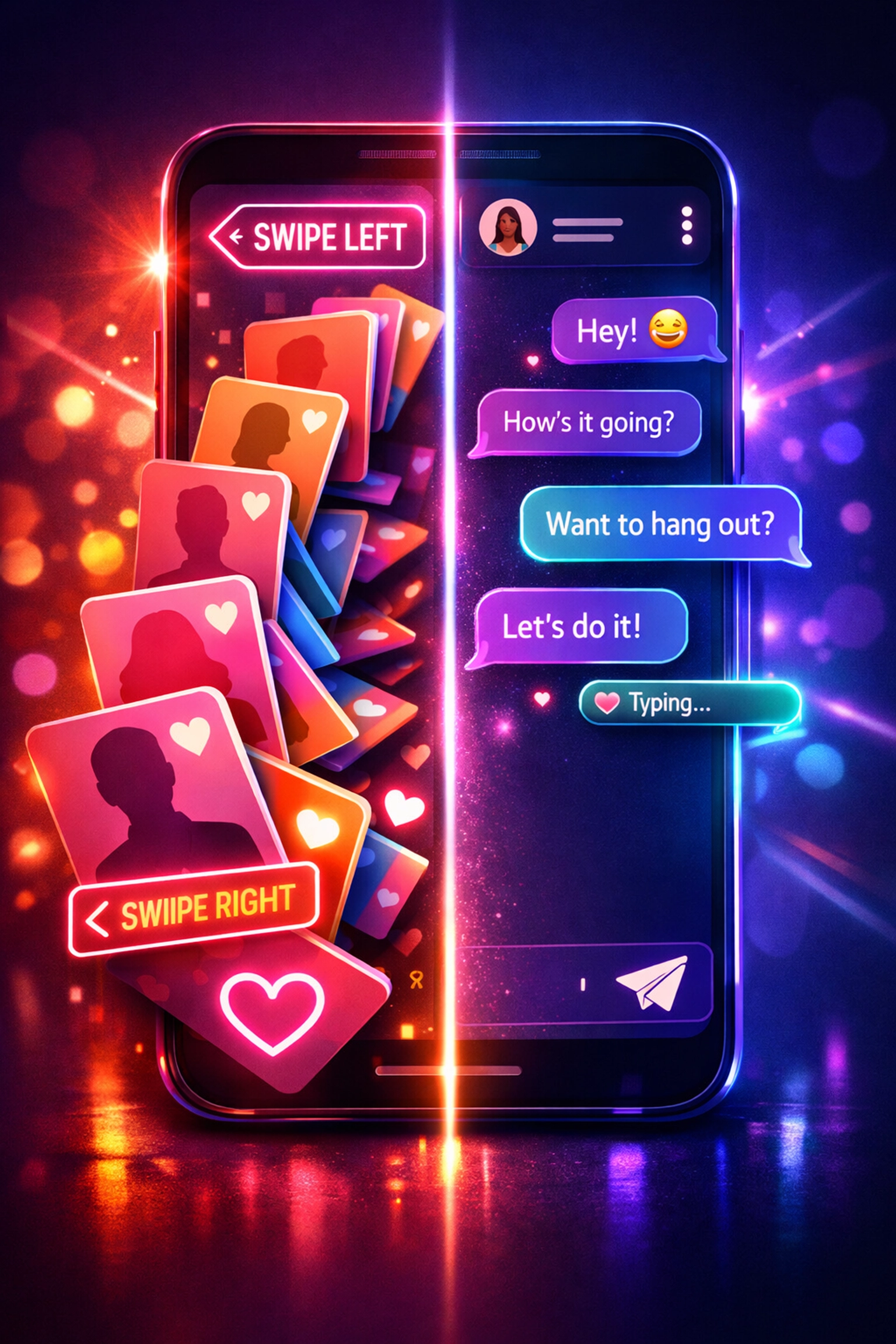 Dating app swiping vs Instagram DMs comparison visual