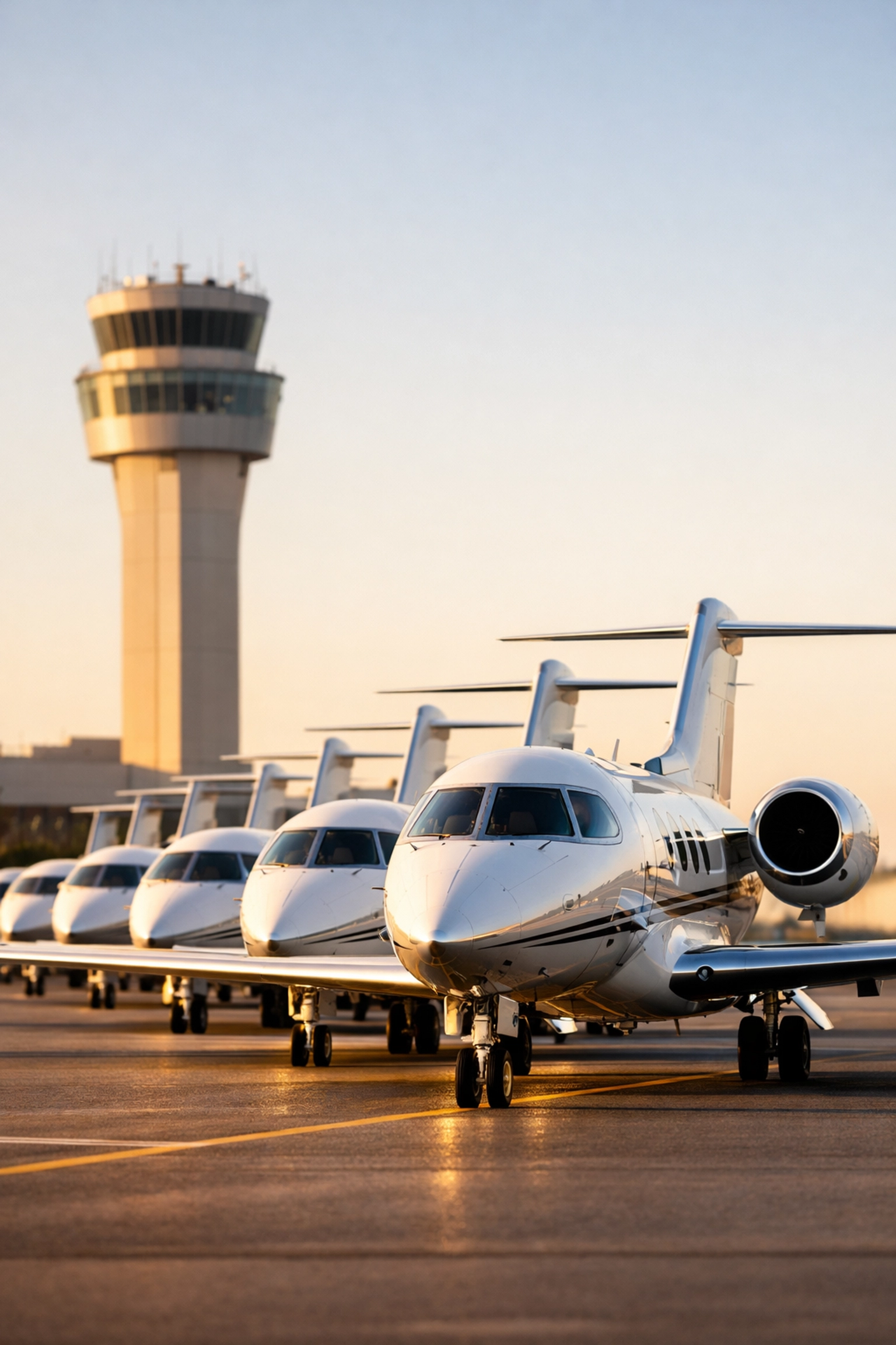 Sleek private jets on a sunny tarmac highlighting precision Super Bowl aviation logistics.