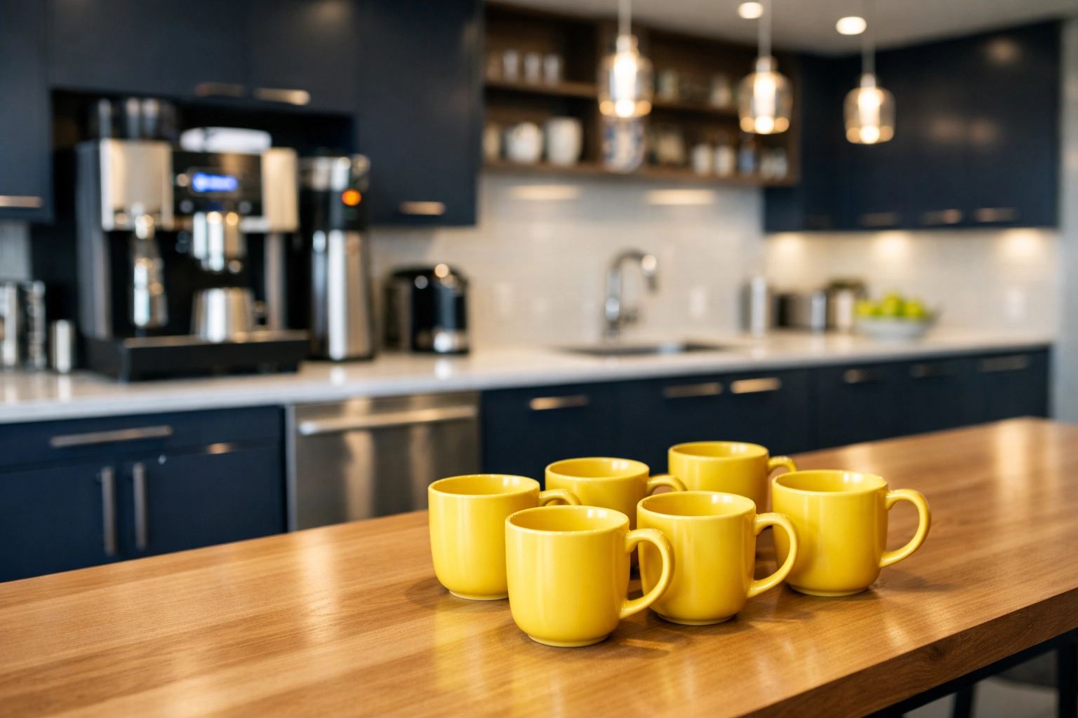 Sanitized corporate breakroom with sparkling countertops and tidy kitchen area for Fitchburg businesses.