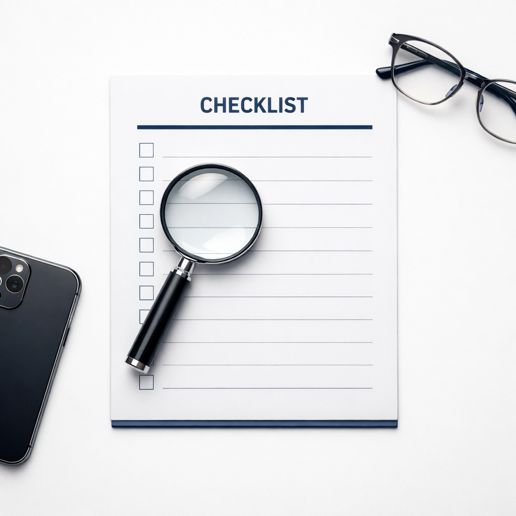 Magnifying glass over a legal checklist for an HR labor law compliance audit in Vietnam.