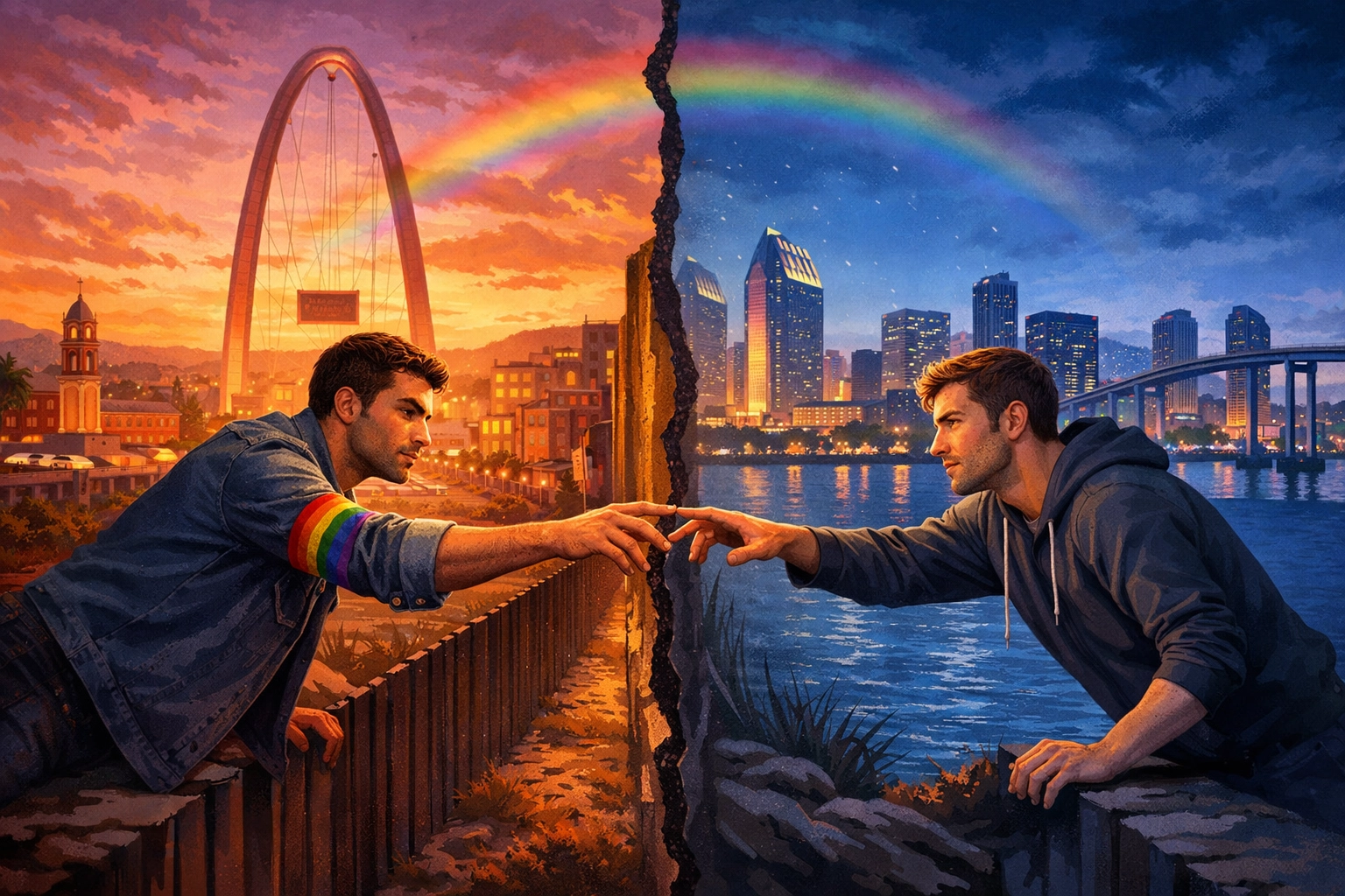 Cross-border gay love between Tijuana and San Diego illustrating binational relationships