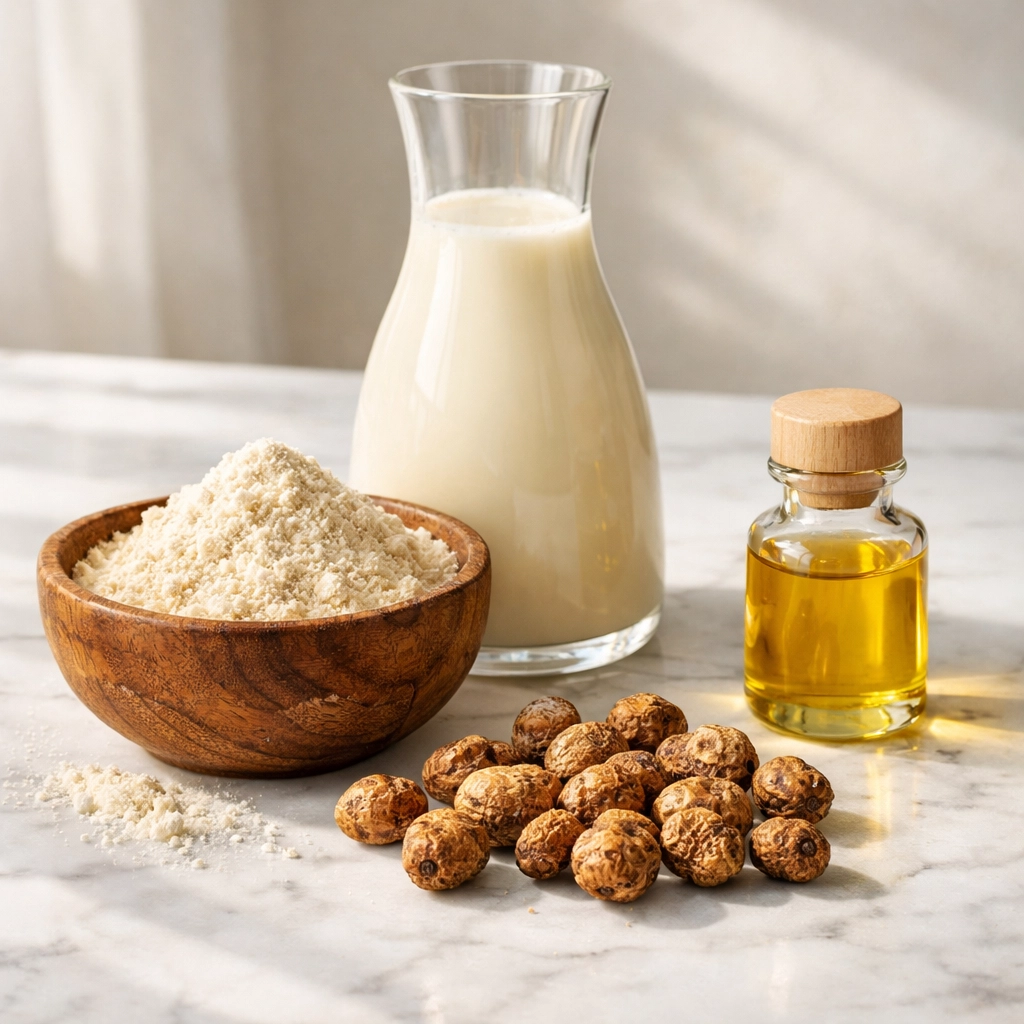 Tiger nut milk, flour, and oil derivatives for global manufacturers sourcing from premium tiger nuts exporters.