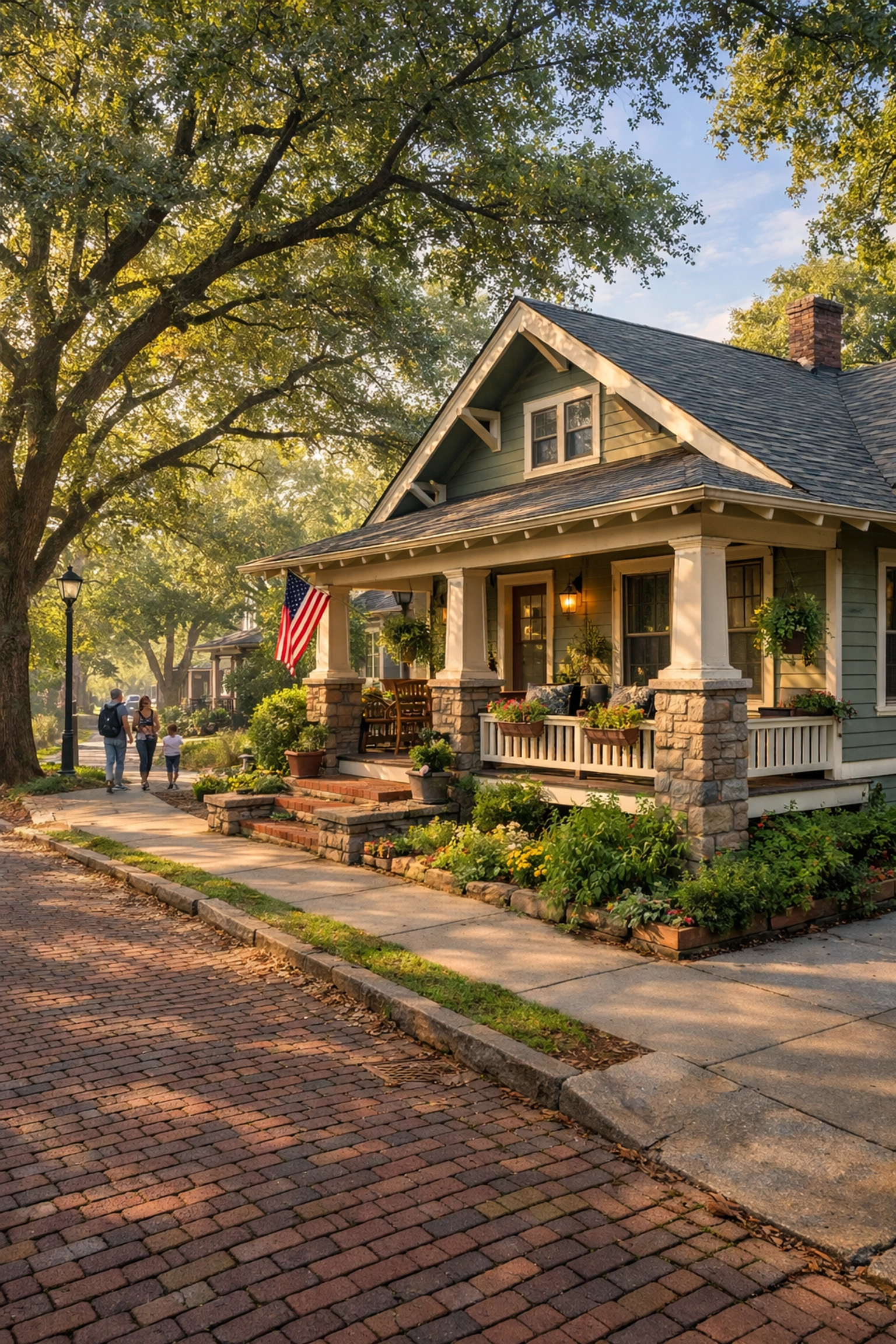 Historic St. Elmo neighborhood in Chattanooga with walkable tree-lined streets and charming bungalows