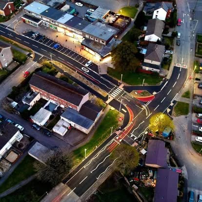 Freshly Applied Thermoplastic Road Markings Drone
