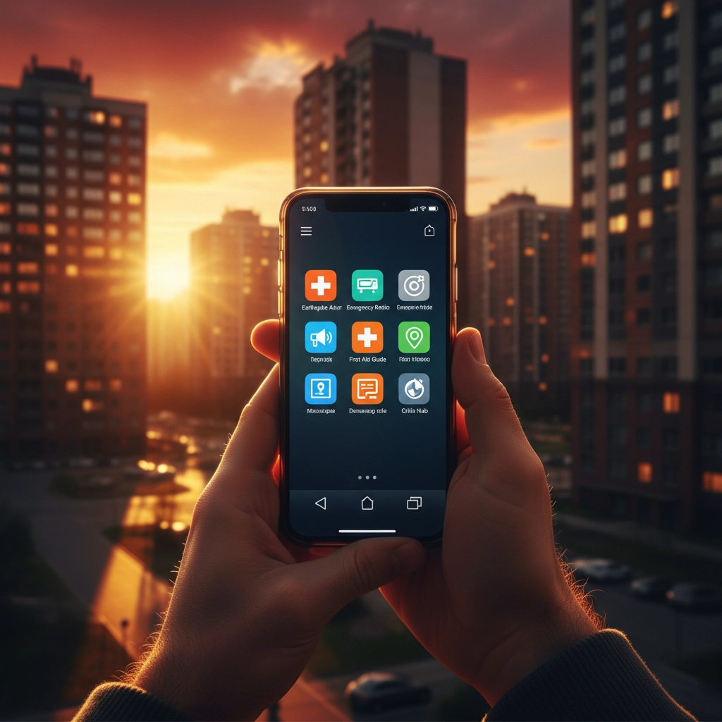 An image of a pair of hands holding a cell phone; the holder is looking at the screen which features several emergency apps. 50+ Free Resources Every Urban Woman Should Know