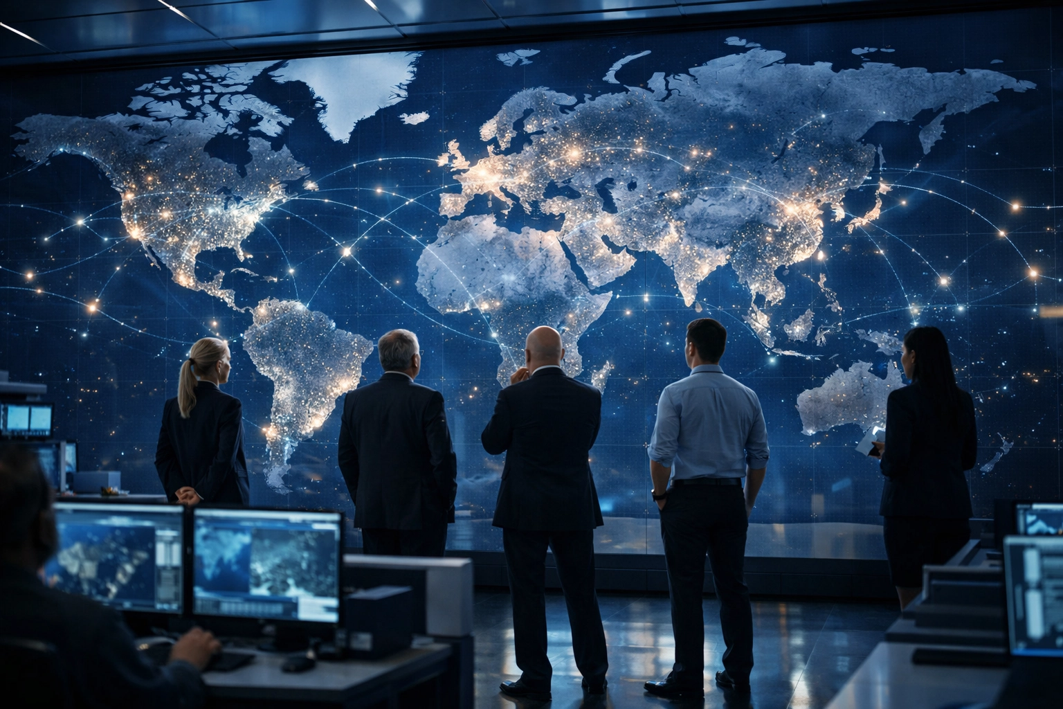 Global operations center managing media assets across international markets for strategic growth.