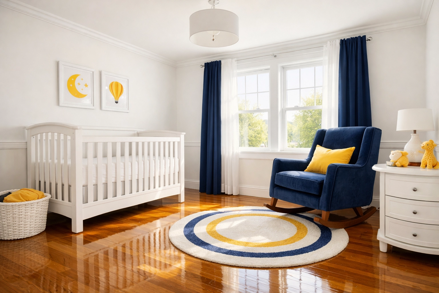 A pristine Leominster nursery with a white crib and polished floors after a professional deep cleaning.
