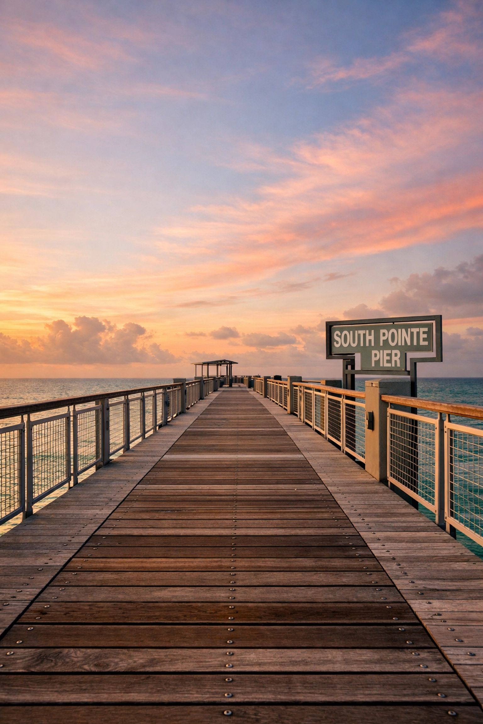 Sunrise at South Pointe Park Pier, one of the best Miami photography locations for stunning landscapes.