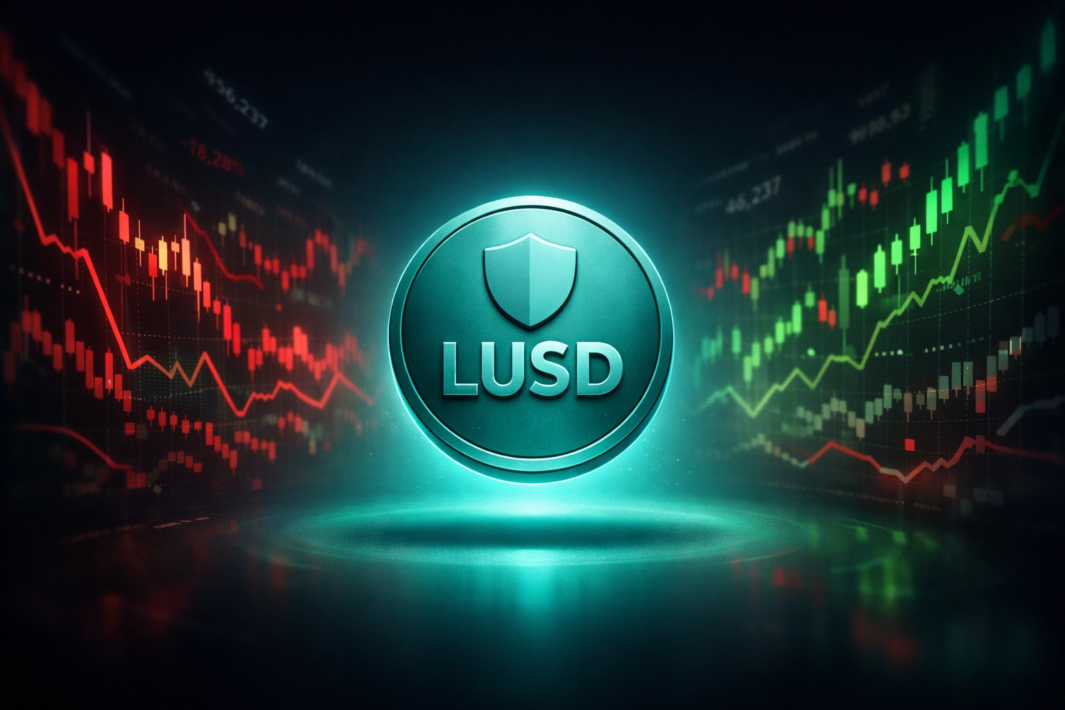 LUSD stablecoin providing price stability amid volatile cryptocurrency market charts