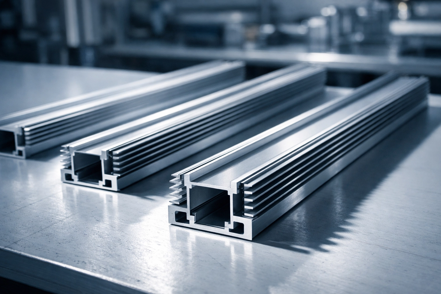 Profilés en aluminium pour bandes LED montrant les ailettes de dissipation thermique