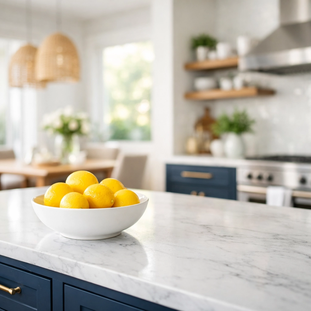 Sanitized luxury kitchen showing professional house cleaning Worcester MA results with an eco-friendly touch.