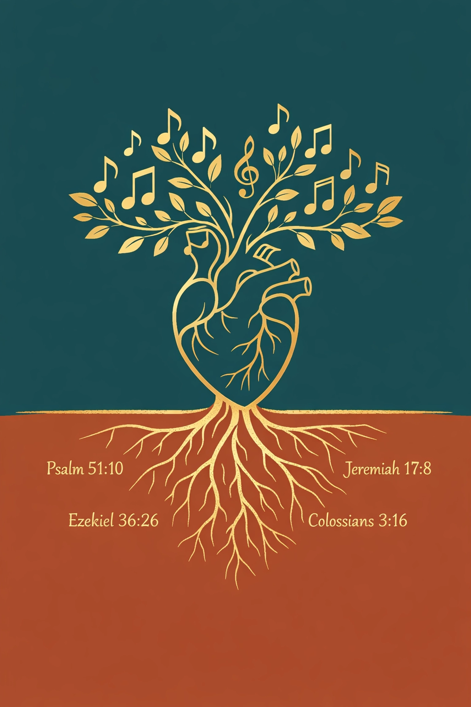 Heart rooted in Scripture bearing fruit of worship music and faith