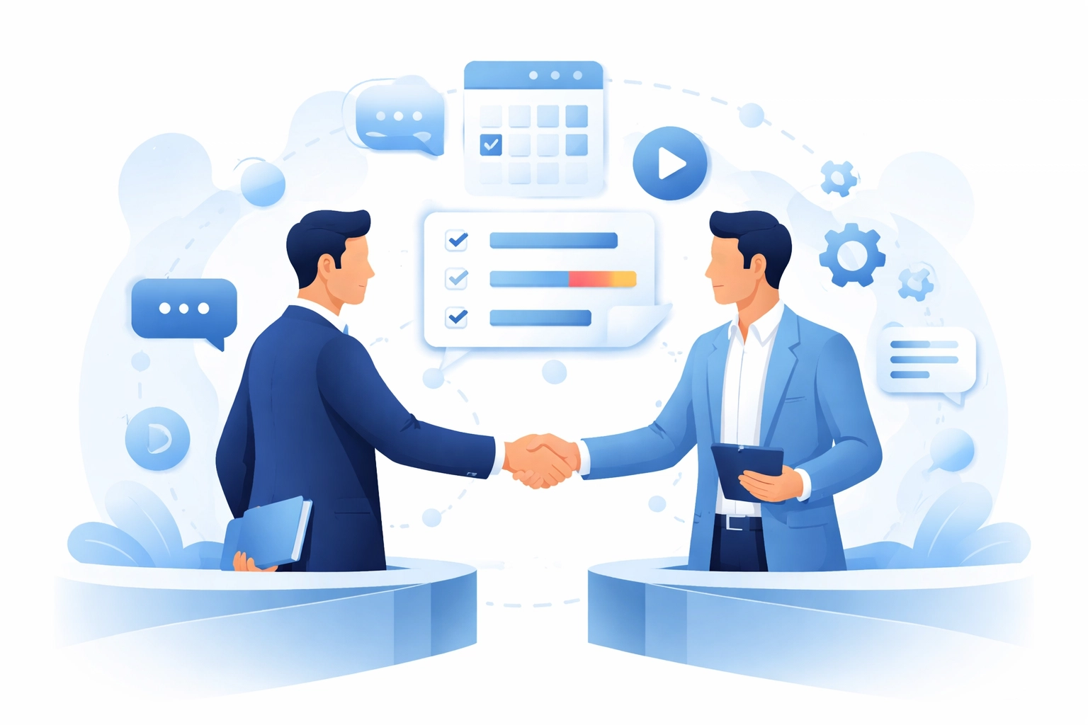 Business professionals collaborating and communicating on web design projects with clear teamwork