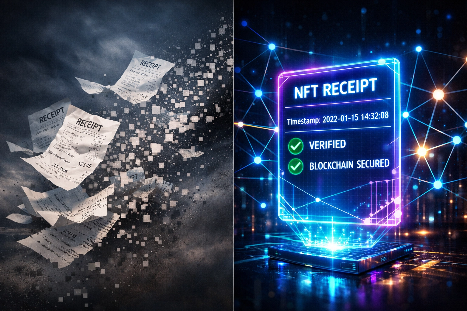 NFT receipt blockchain verification compared to traditional paper receipts for crypto payments