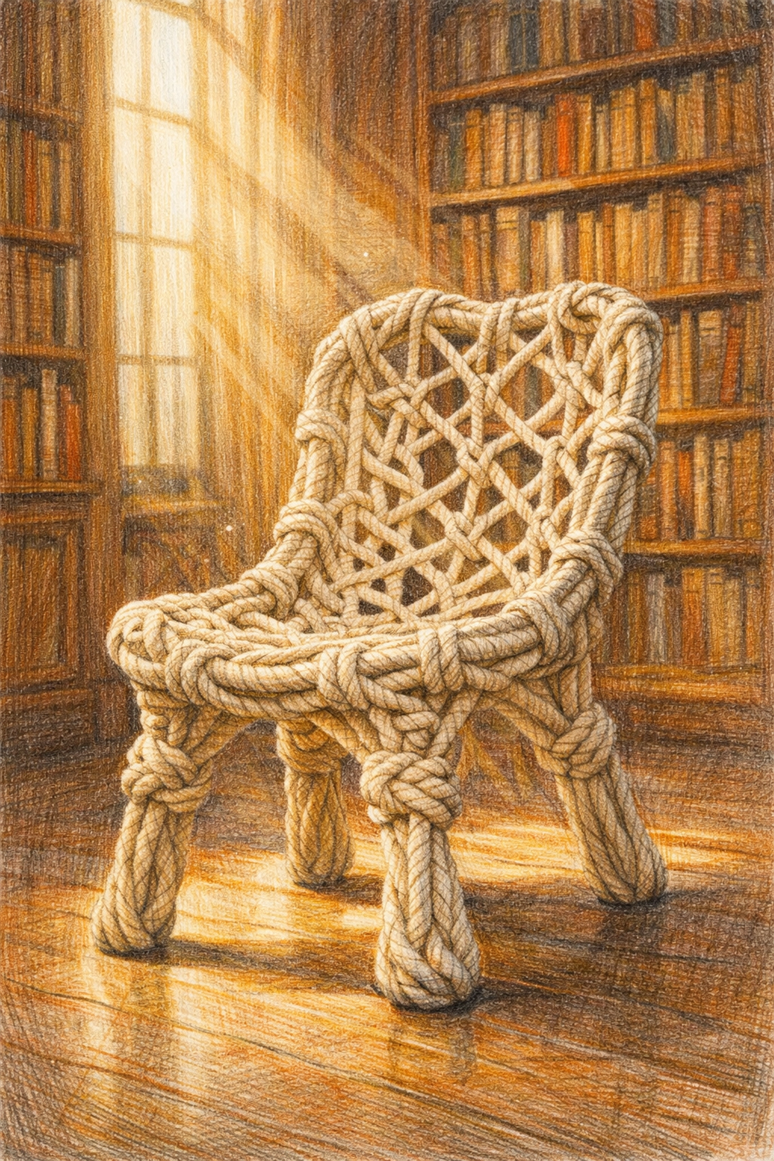 The iconic Knotted Chair by Marcel Wanders reflecting sustainable hotel architecture and heritage.