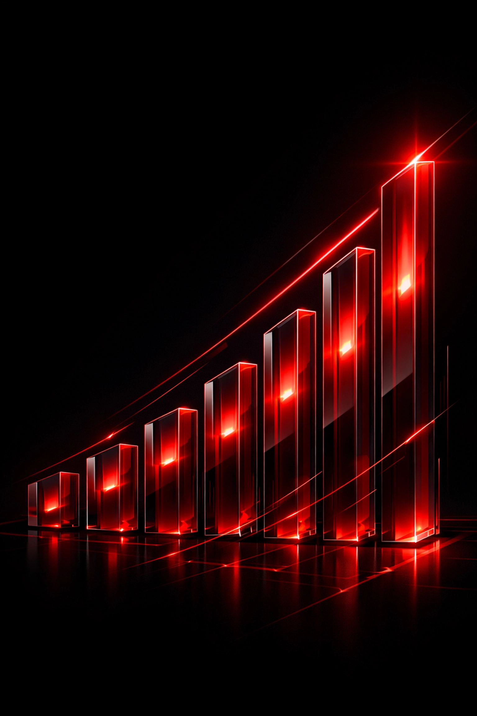 Glowing red bars rising upward to symbolize increased ROI from personalized AI marketing strategies.