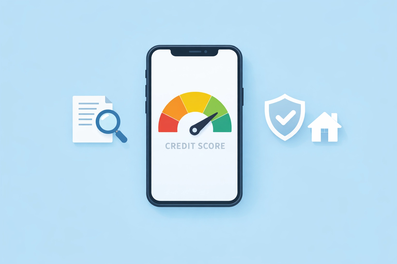 Celular mostrando el monitoreo de un puntaje de crédito alto para familias latinas.