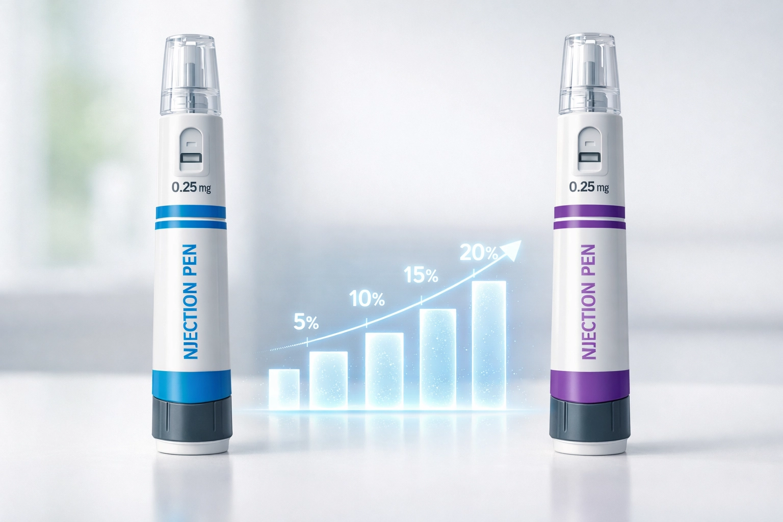 Wegovy and Zepbound GLP-1 injection pens compared with weight loss results data