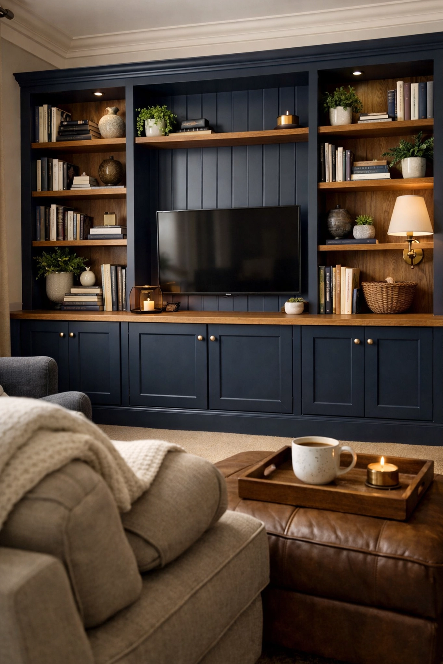 Bespoke alcove shelving carpenter Bespoke alcove shelving and fitted cupboards installed by a carpenter