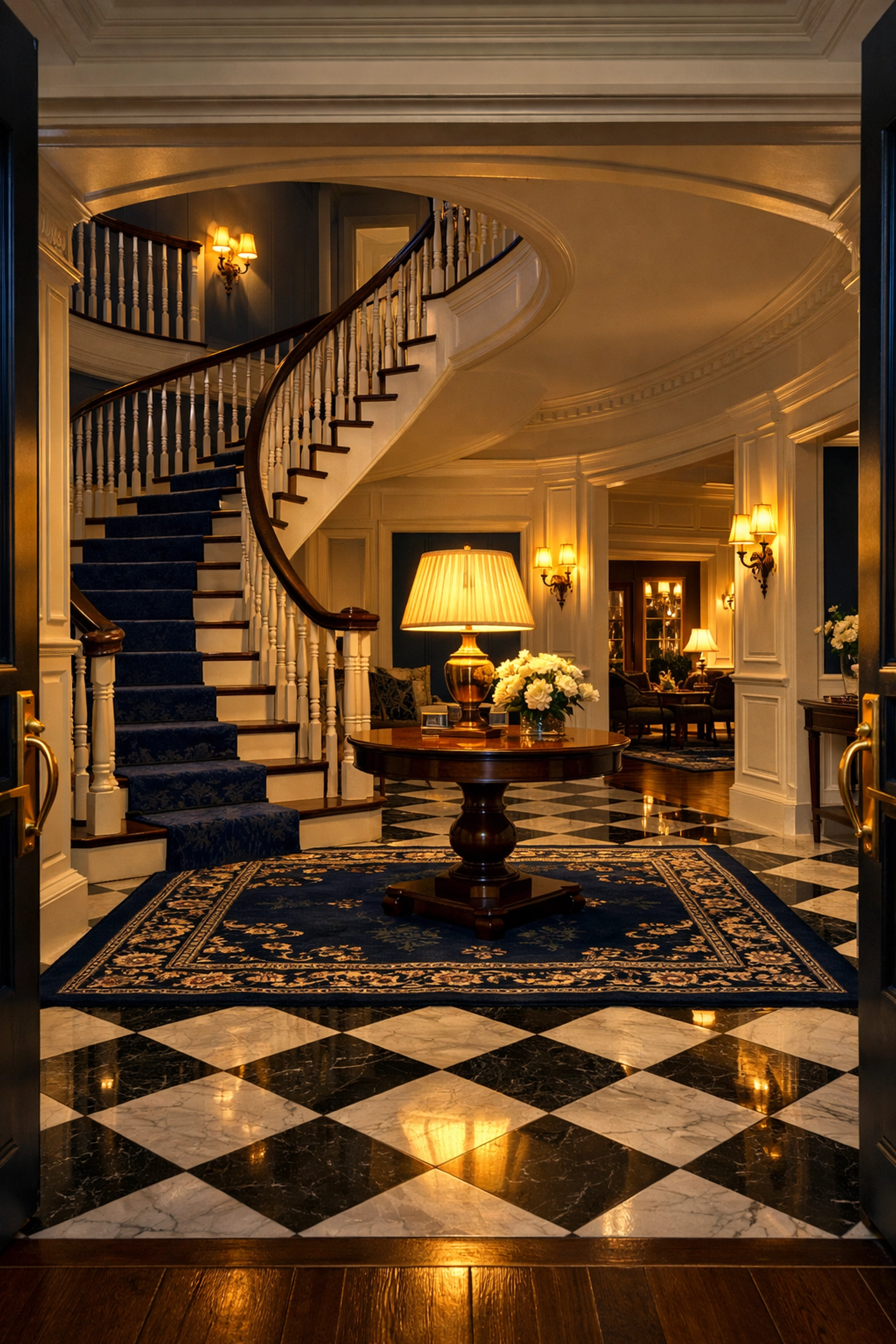 Grand foyer of a Hamilton colonial estate showcasing the elite results of Hamilton Luxury Cleaning.