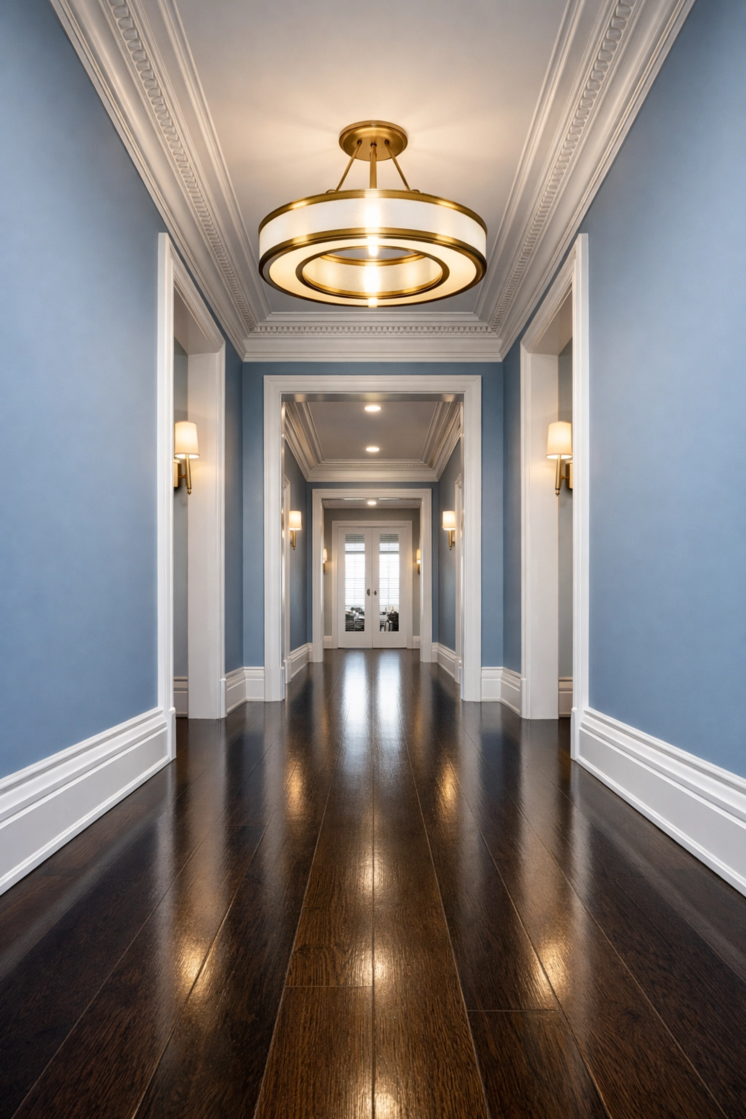Impeccably clean hallway with dust-free baseboards showing the professional detail of weekly house cleaning in Westford.