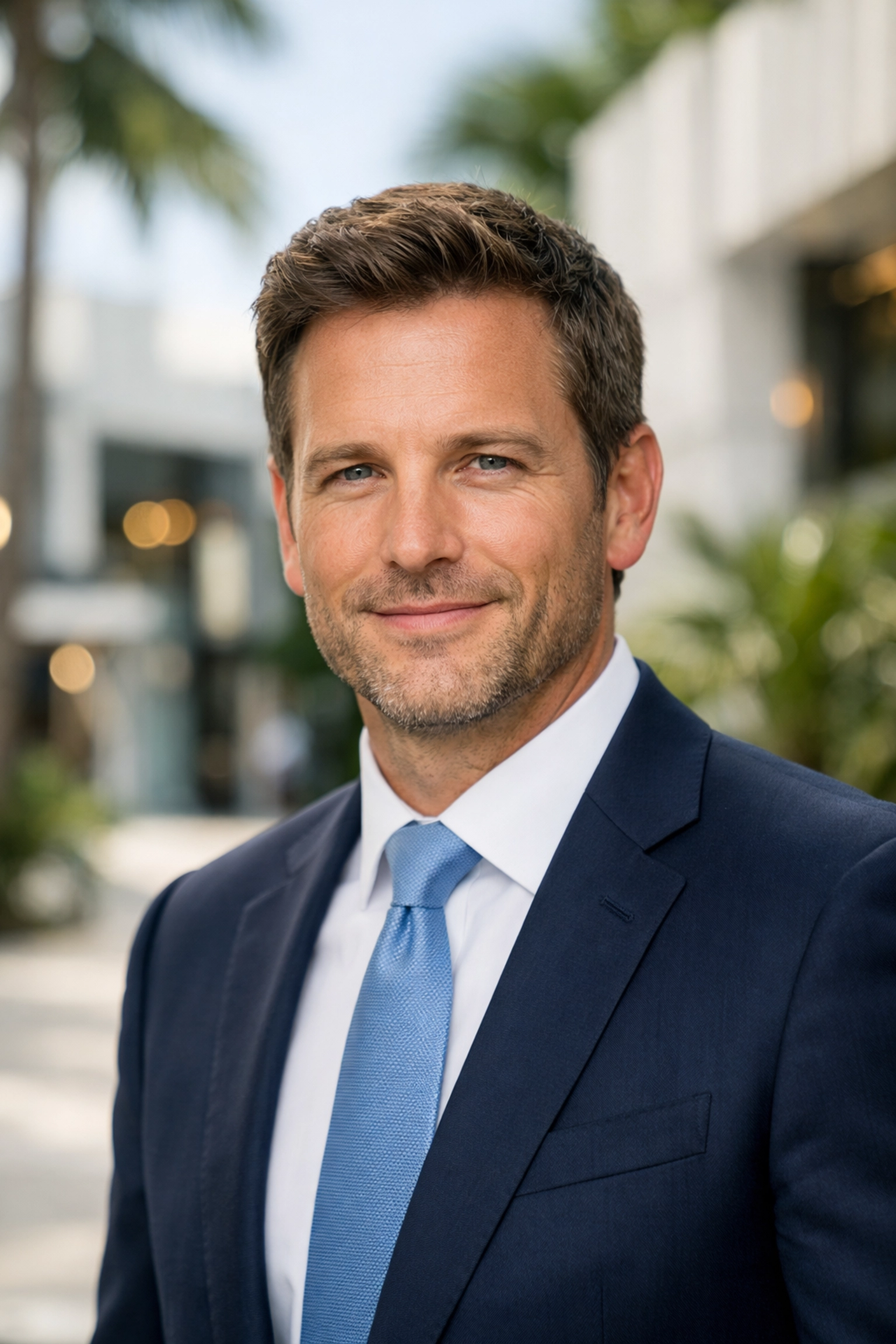 Professional headshot photographer Miami session in the modern Design District.