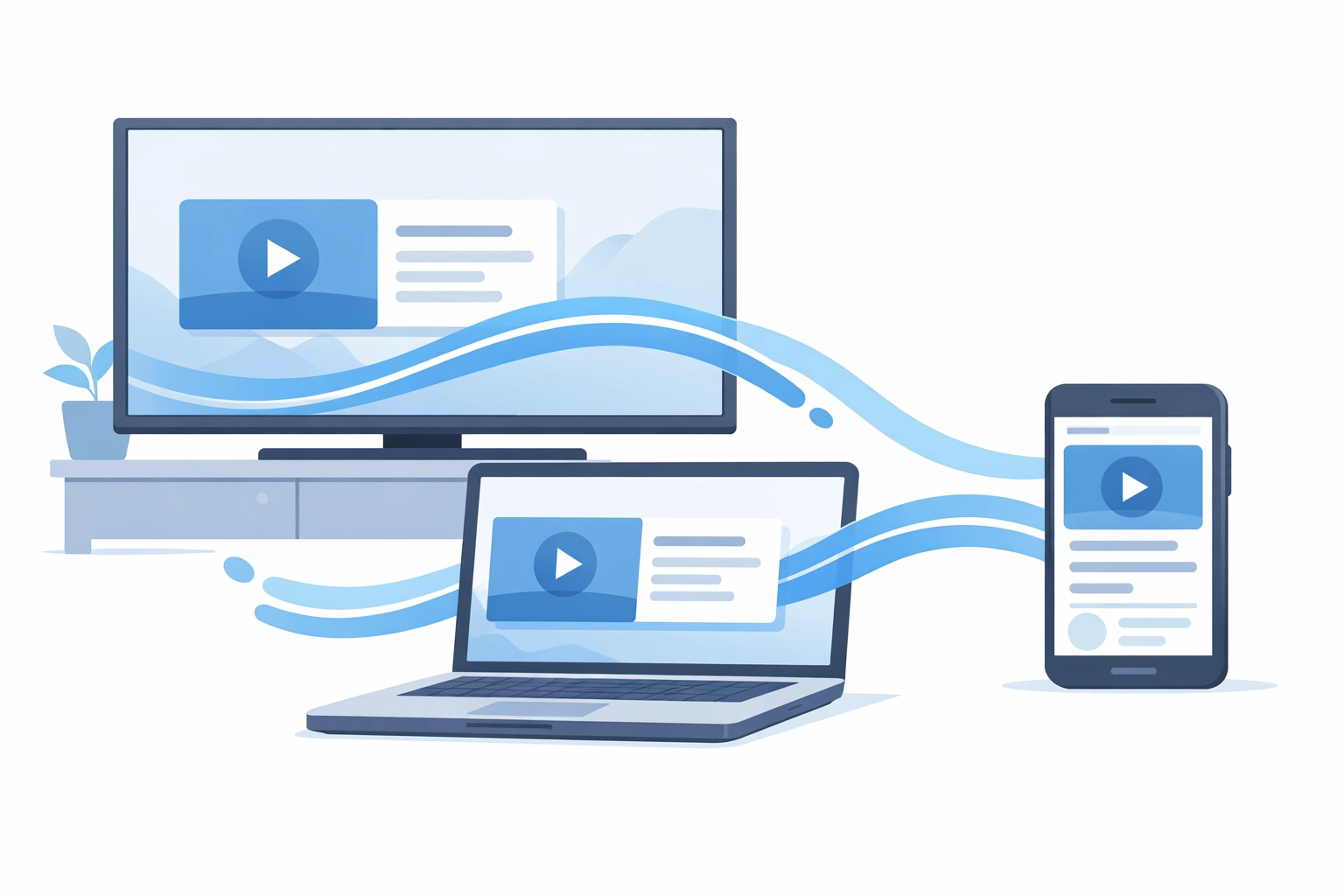 Graphic showing cross-device political advertising across CTV, laptop, and smartphone screens.