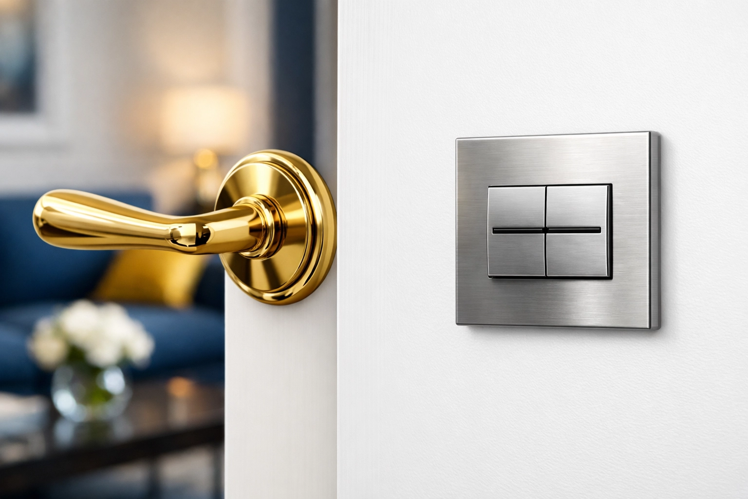 Sanitized door handle and light switch showcasing professional house cleaning services in Carlisle.