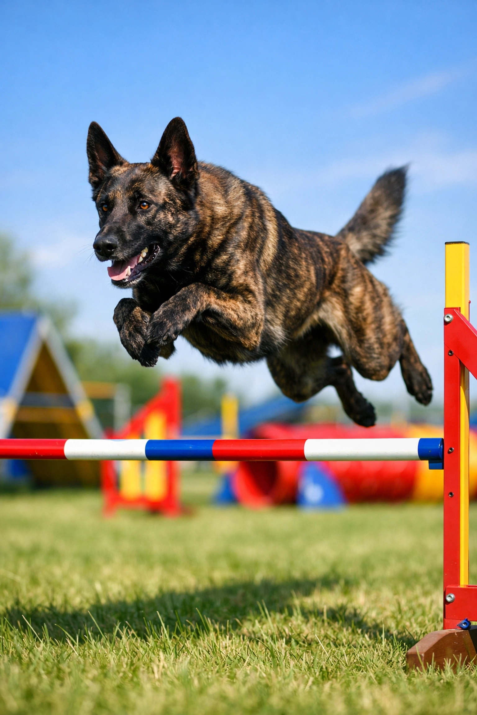 Berger Hollandais pratiquant l'agility lors d'un parcours d'obstacles