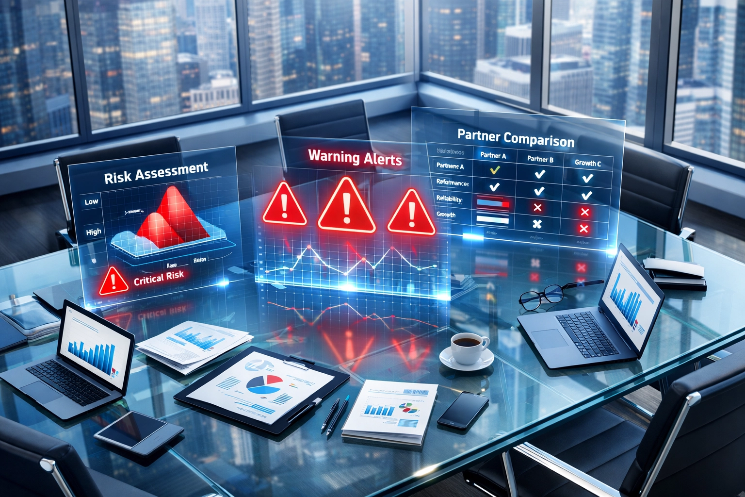 ServiceNow implementation partner evaluation with risk assessment data and comparison metrics