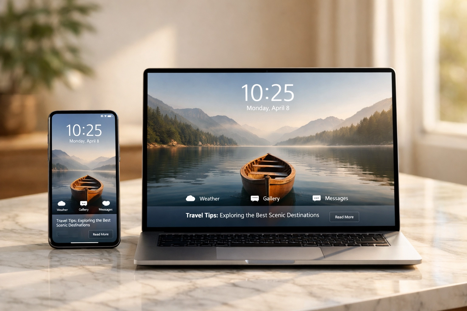 A laptop and smartphone displaying a responsive website design across different screens.