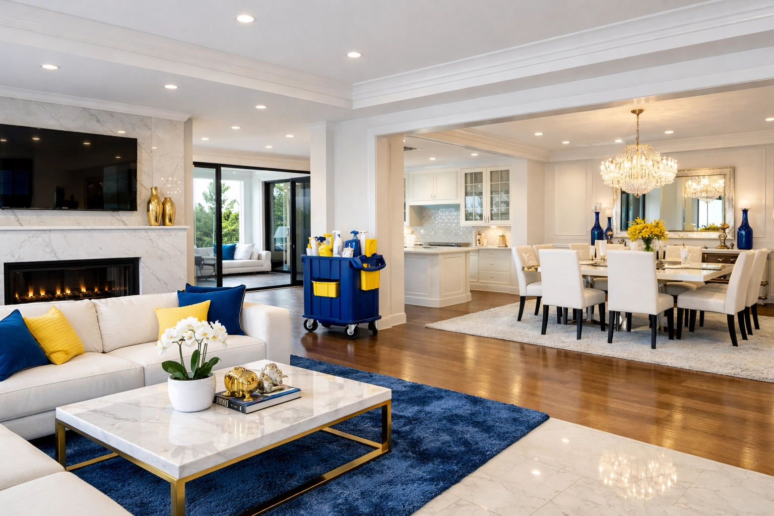 Open-concept home after a deep clean, ready for weekly house cleaning services in Leominster MA.