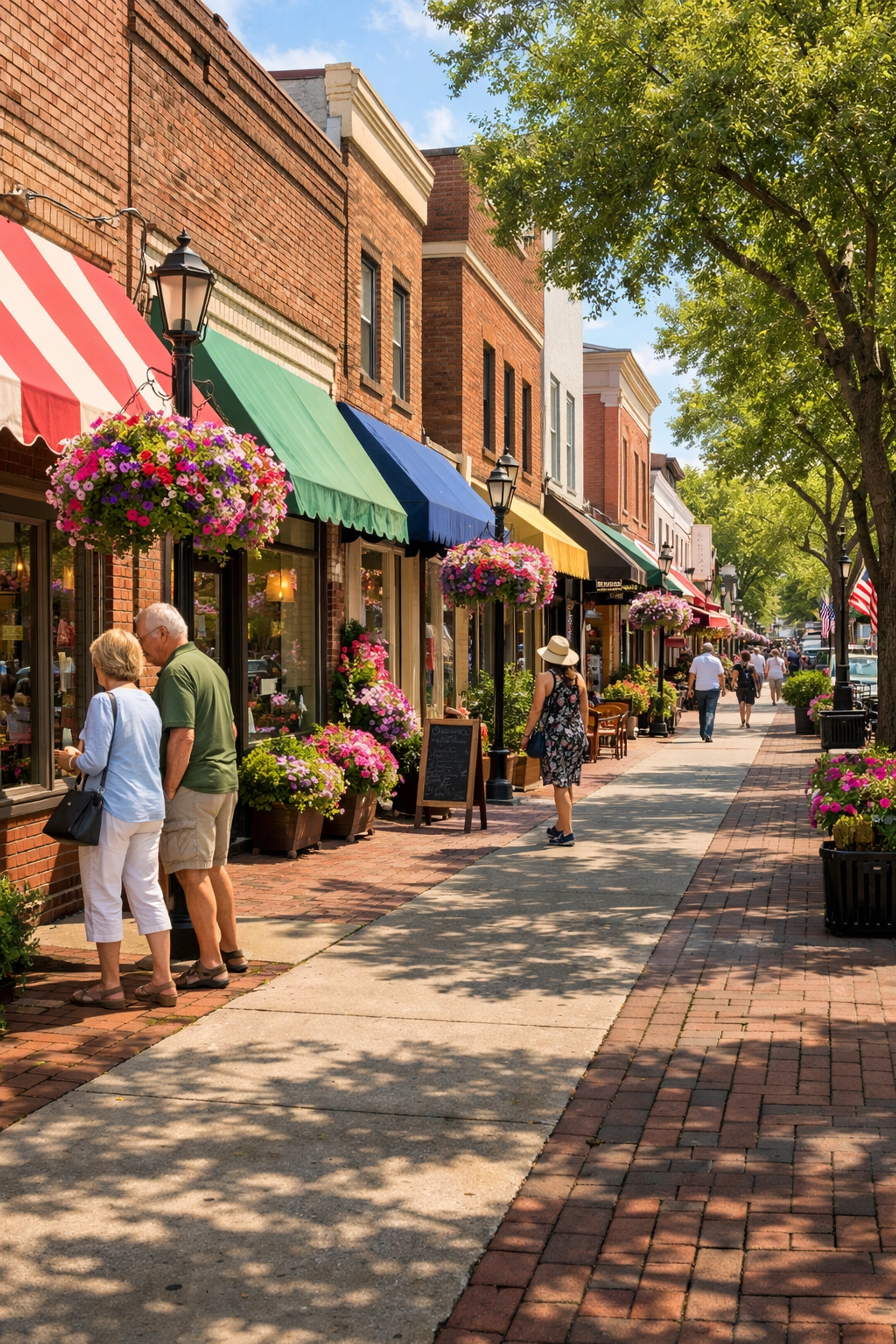 Historic downtown Summerville Main Street with local shops and businesses