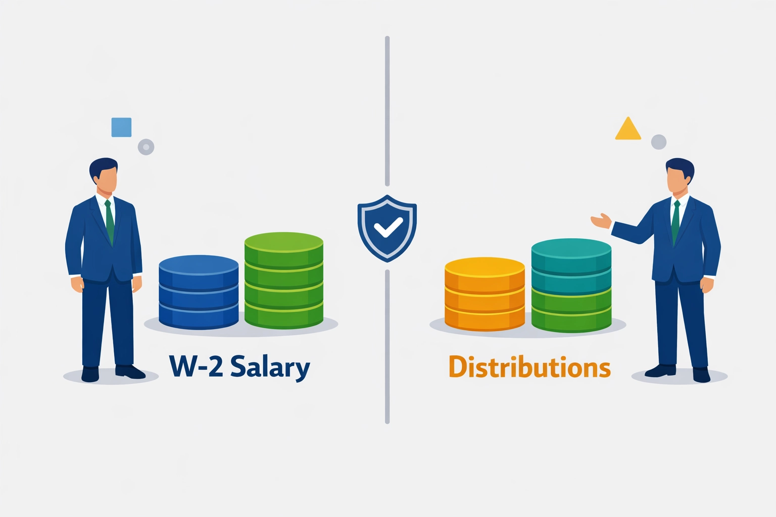 S-Corporation income split showing W-2 salary and distributions for self-employment tax savings
