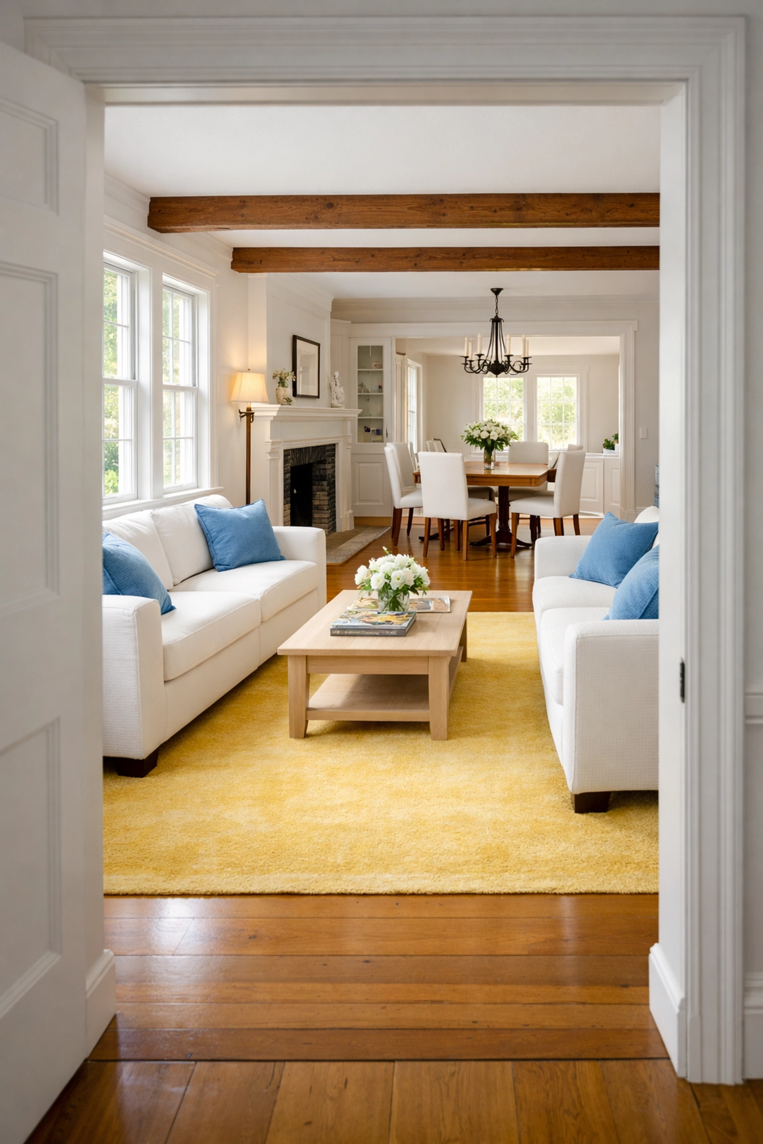 A clean, stress-free living room in a historic home thanks to house cleaning services MA.