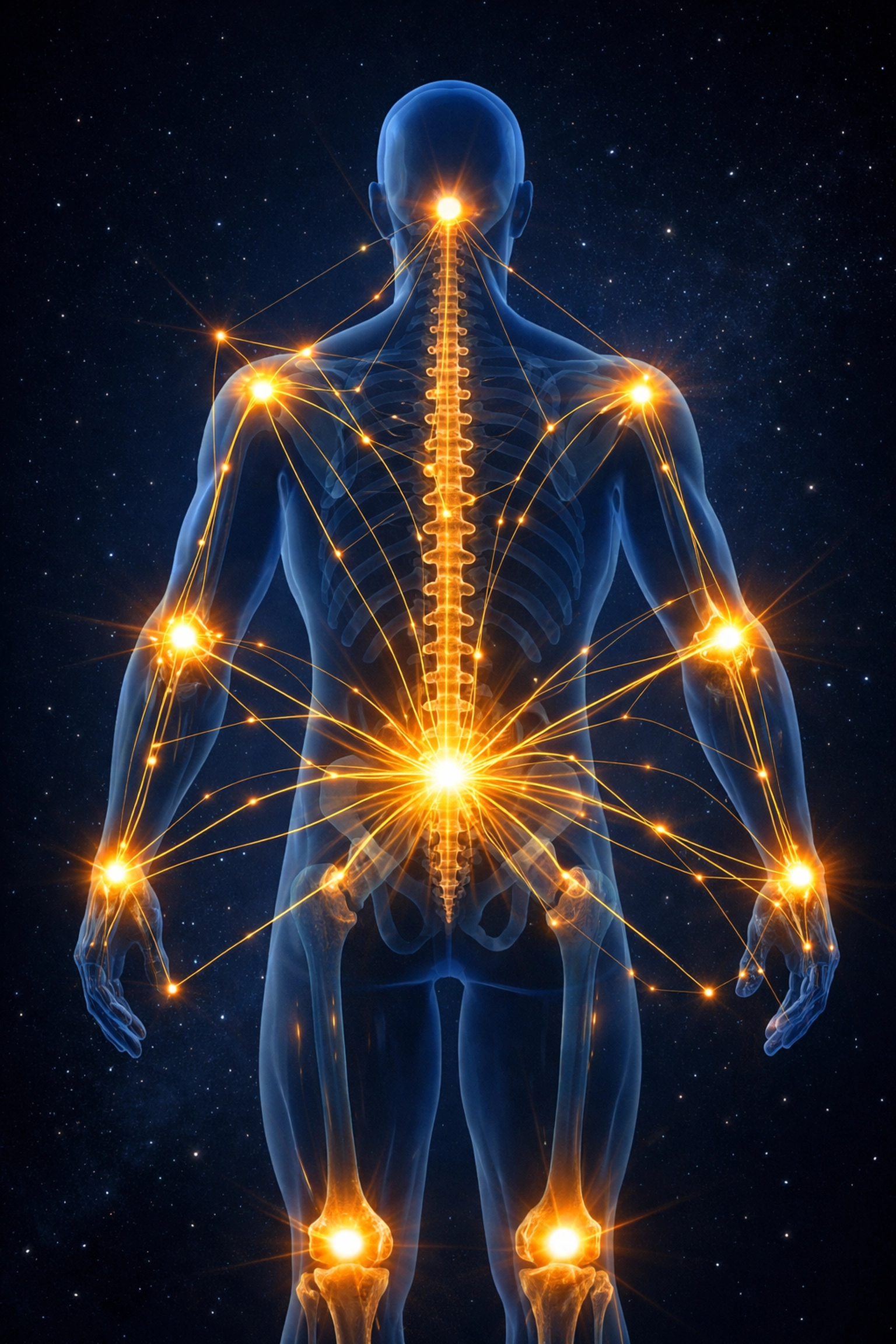 Medical illustration showing how primary injuries lead to secondary conditions in a VA disability claim.