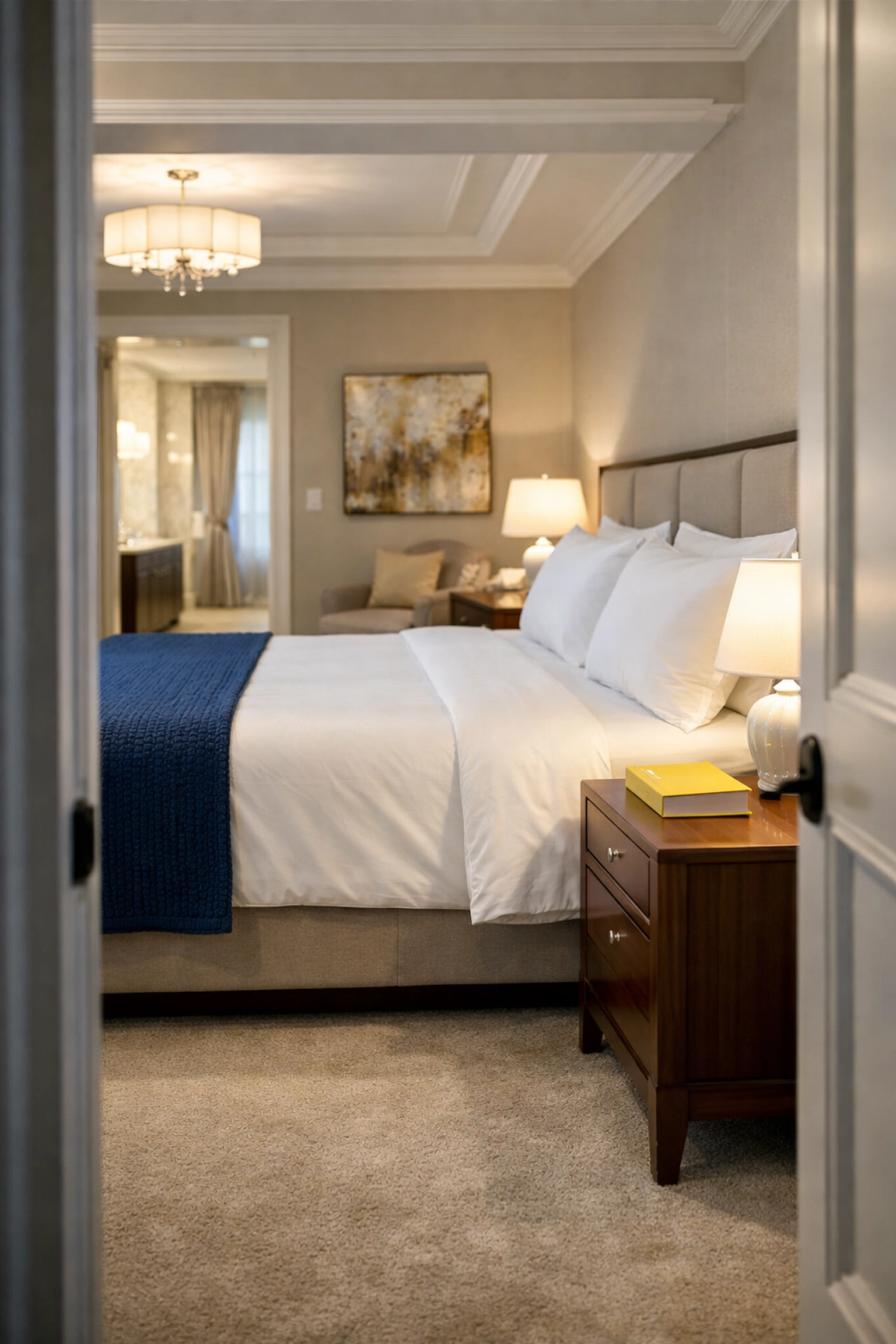 Professionally cleaned master bedroom suite demonstrating the standard of house cleaning services MA.