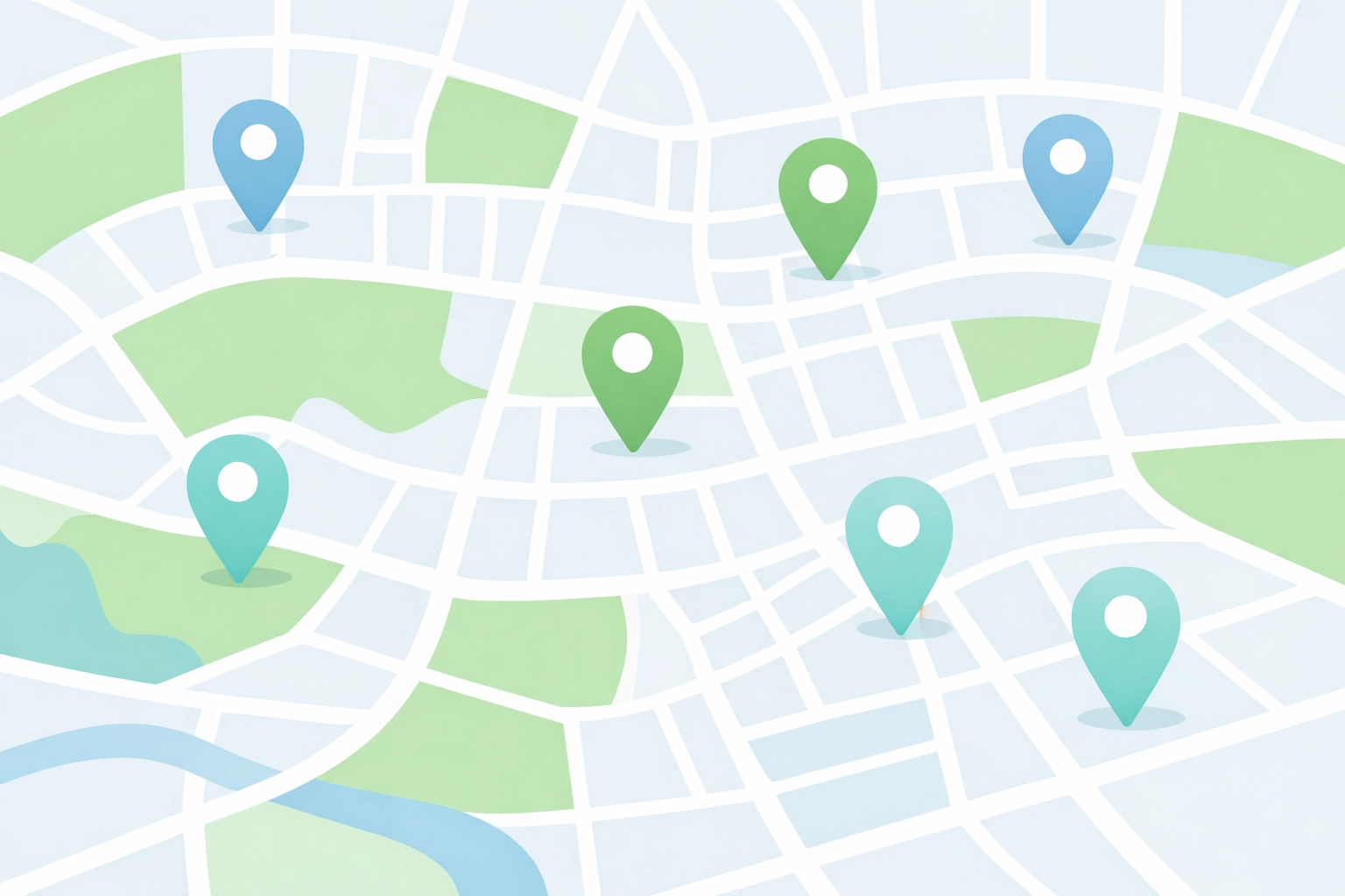 Minimal map of Adelaide suburbs showing location pins for local business directory listings.