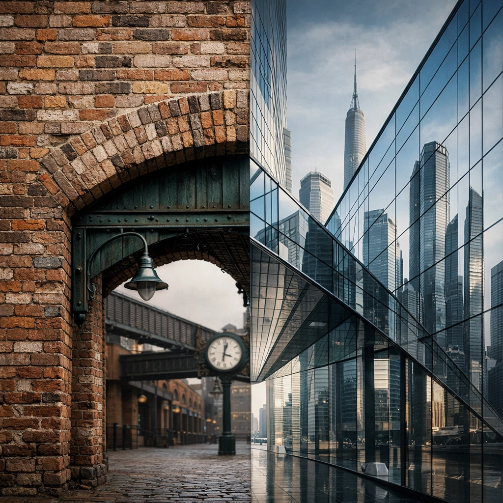 Visual bridge between Toronto's historic architecture and an ultra-modern Asian financial center.