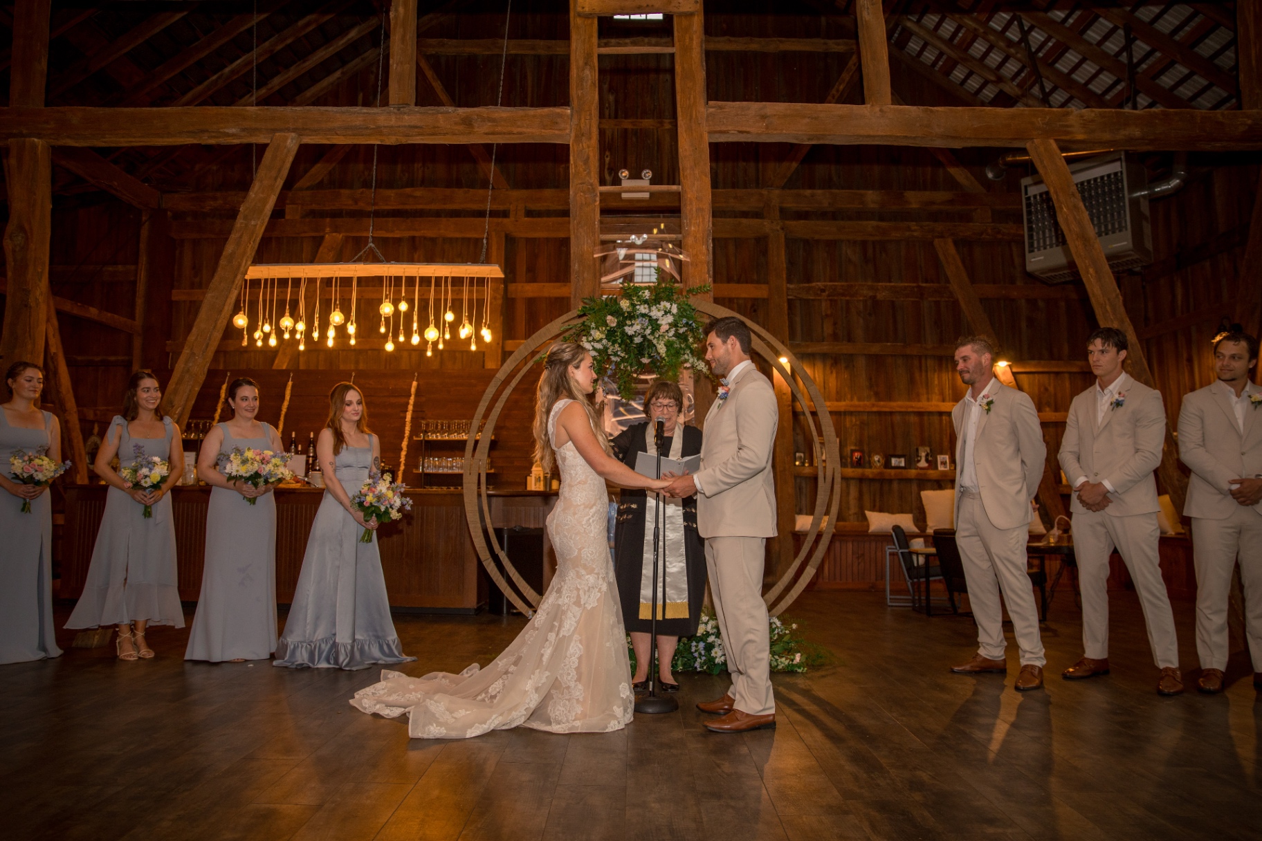 Bride and Groom at Rustic Barn Wedding