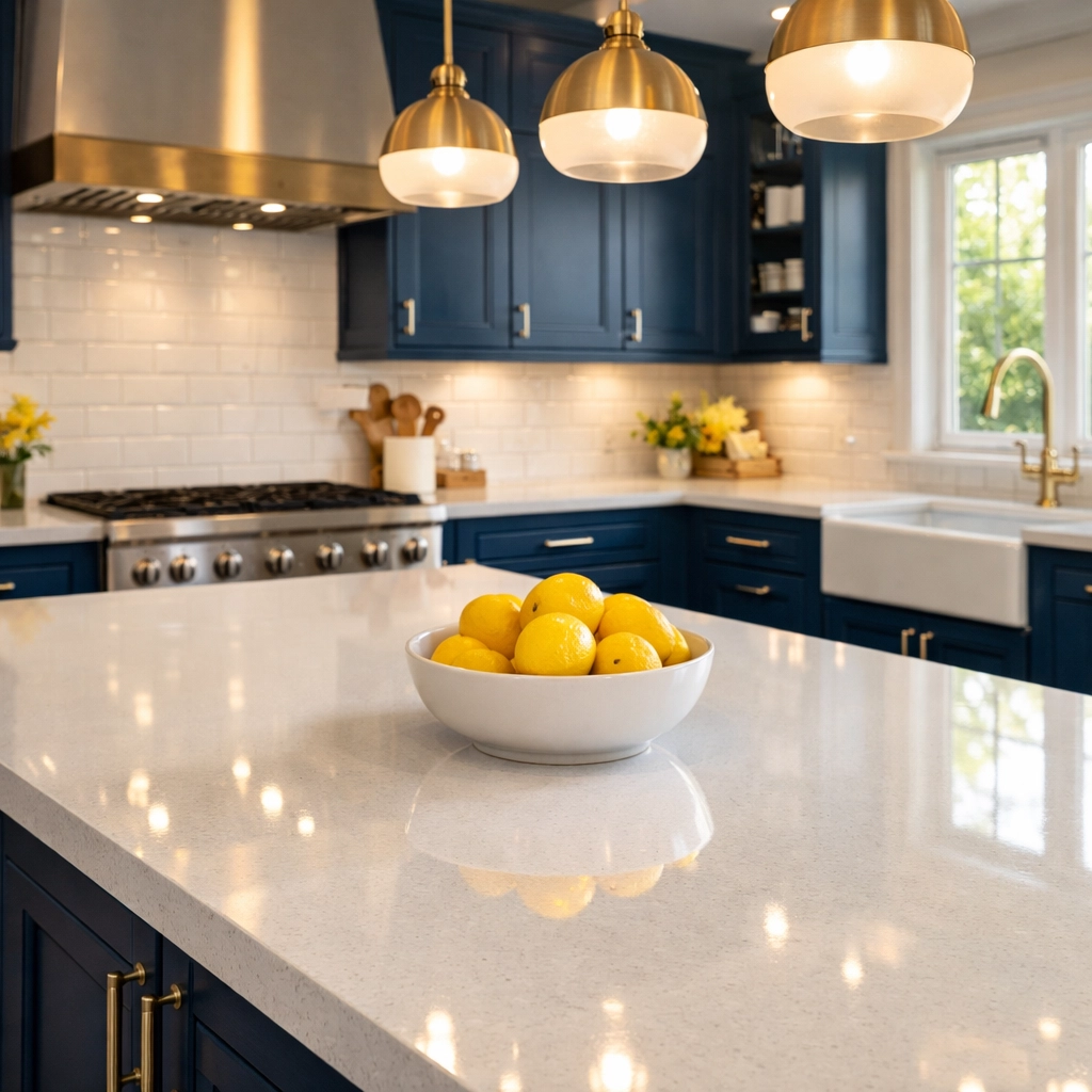 Detailed view of a sparkling luxury kitchen cleaned by professional cleaners Princeton MA.