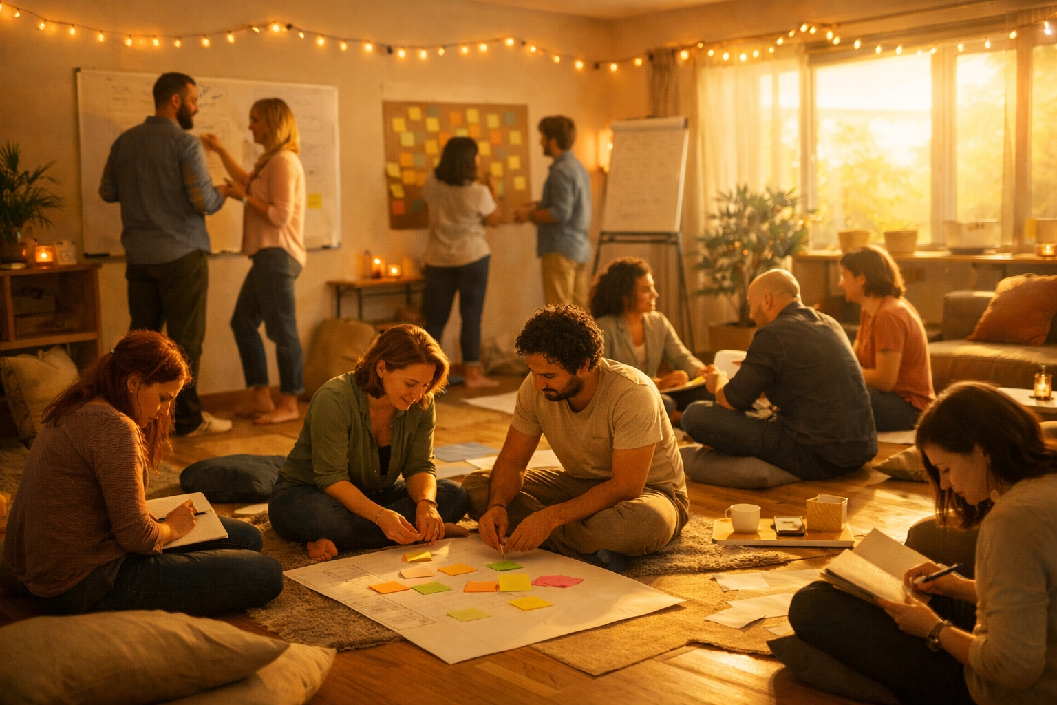 Chicago corporate team achieving a flow state during a Creative Reset training for workplace wellness.