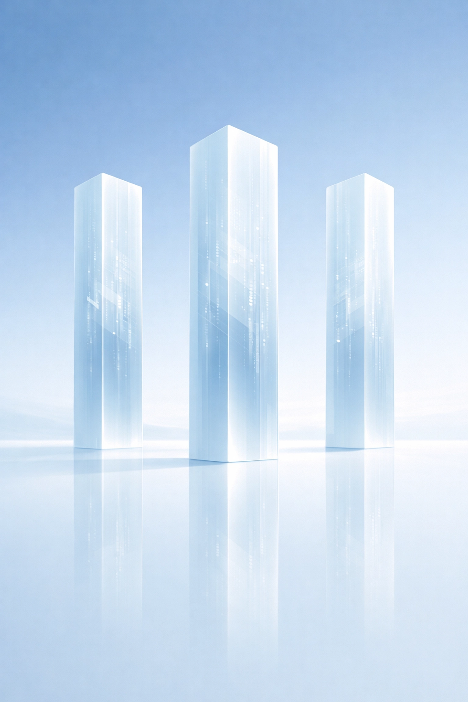 Three glowing pillars illustrating the key foundations of a scalable and efficient automated enterprise.