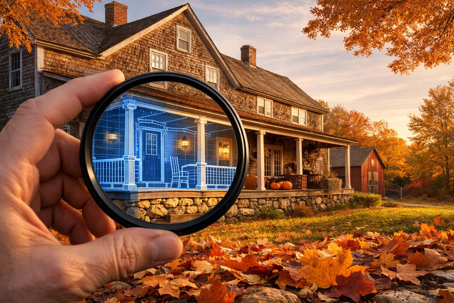 Home inspection of a New Hampshire farmhouse revealing structural details and property condition.
