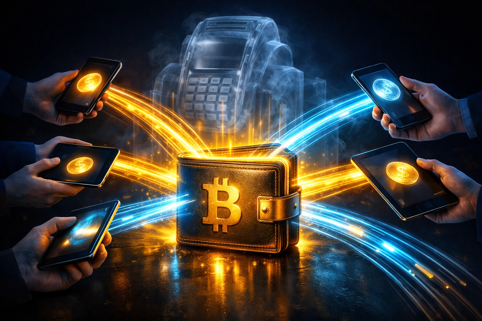 Direct crypto payments flowing from customer devices to merchant self-custody wallet without intermediaries